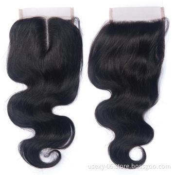 Cheap company direct price body wave natural color human hair closure